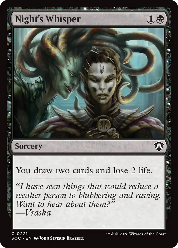 Night's Whisper [Secrets of Strixhaven Commander] [Foil]