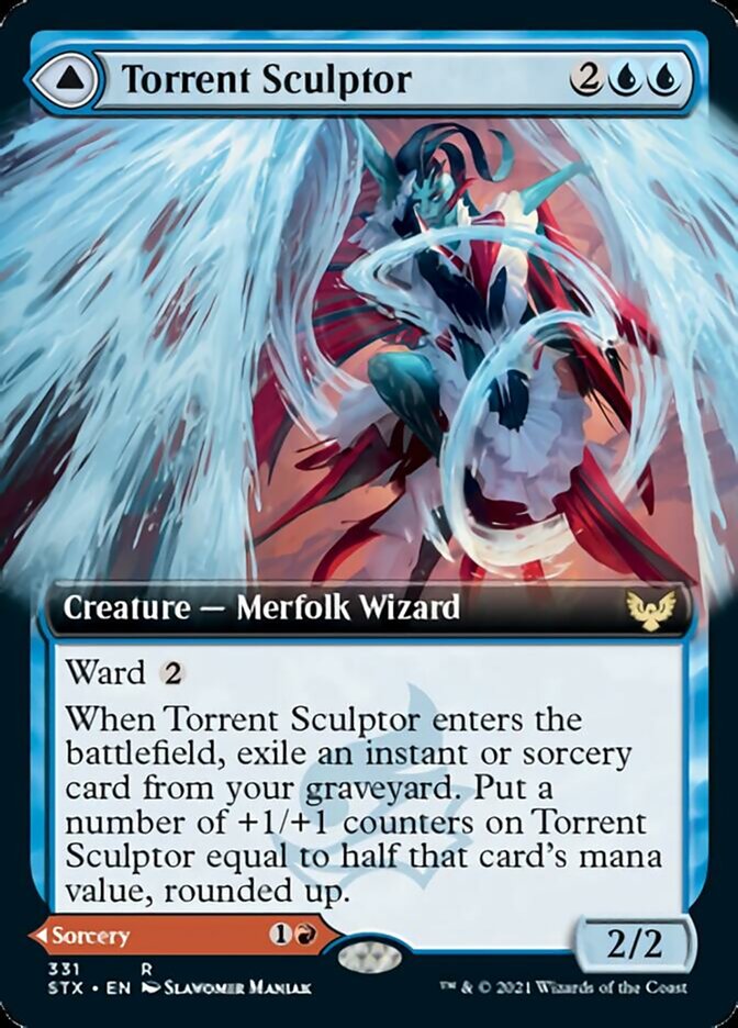 Torrent Sculptor // Flamethrower Sonata (Extended Art) [Strixhaven: School of Mages] [Foil]