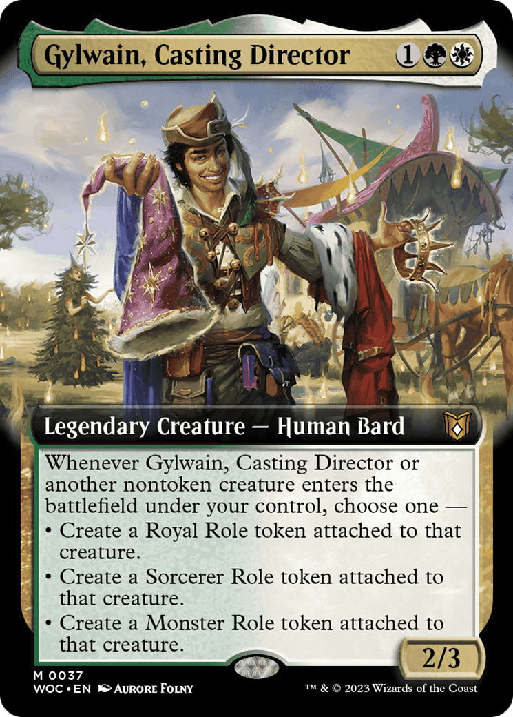 Gylwain, Casting Director (Extended Art) [Wilds of Eldraine Commander] [Foil]