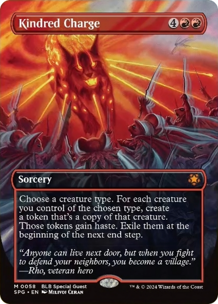 Kindred Charge (Borderless) [Bloomburrow Special Guests] [Foil]