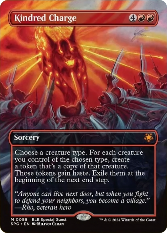 Kindred Charge (Borderless) [Bloomburrow Special Guests] [Foil]