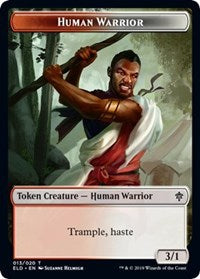 Human Warrior // Food (17) Double-Sided Token [Throne of Eldraine Tokens] [Foil]