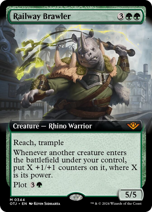 Railway Brawler (Extended Art) [Outlaws of Thunder Junction] [Foil]