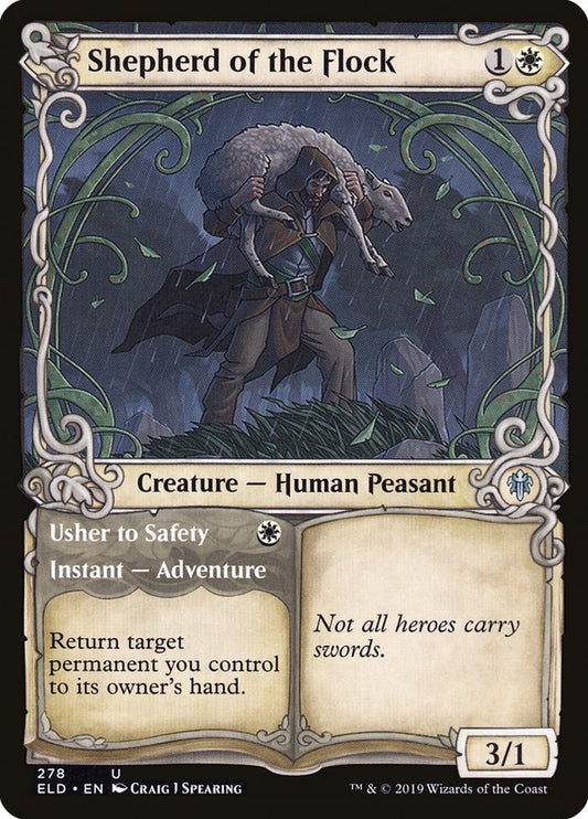 Shepherd of the Flock // Usher to Safety (Showcase) [Throne of Eldraine] [Foil]