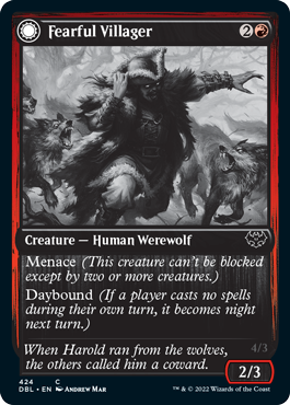 Fearful Villager // Fearsome Werewolf [Innistrad: Double Feature] [Foil]