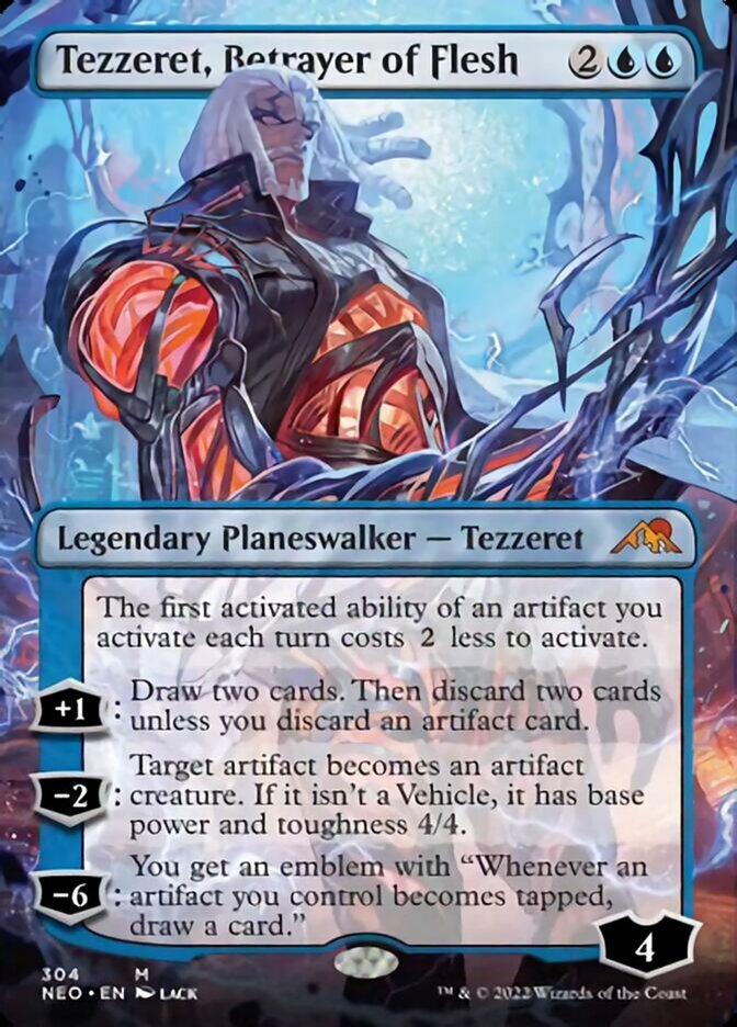 Tezzeret, Betrayer of Flesh (Borderless) [Kamigawa: Neon Dynasty] [Foil]