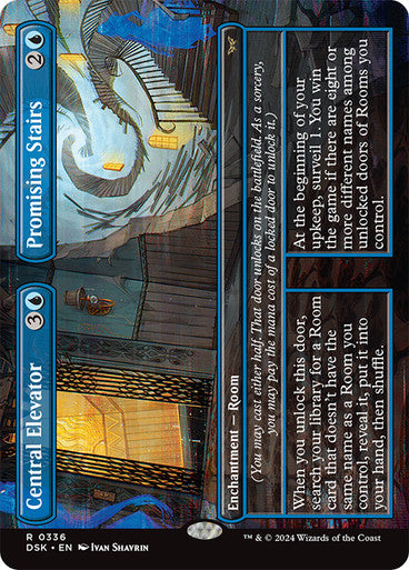Central Elevator // Promising Stairs (Borderless) [Duskmourn: House of Horror] [Foil]