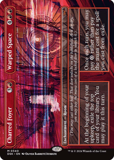 Charred Foyer // Warped Space (Borderless) [Duskmourn: House of Horror] [Foil]