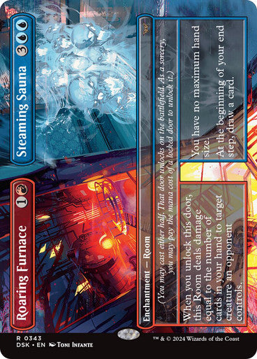 Roaring Furnace // Steaming Sauna (Borderless) [Duskmourn: House of Horror] [Foil]