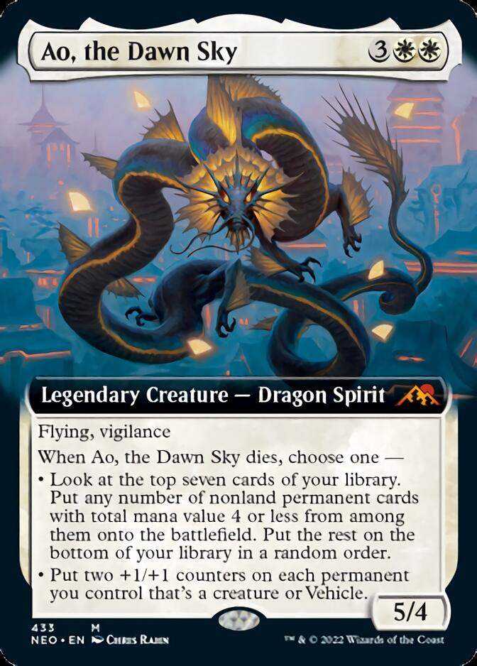 Ao, the Dawn Sky (Extended Art) [Kamigawa: Neon Dynasty] [Foil]