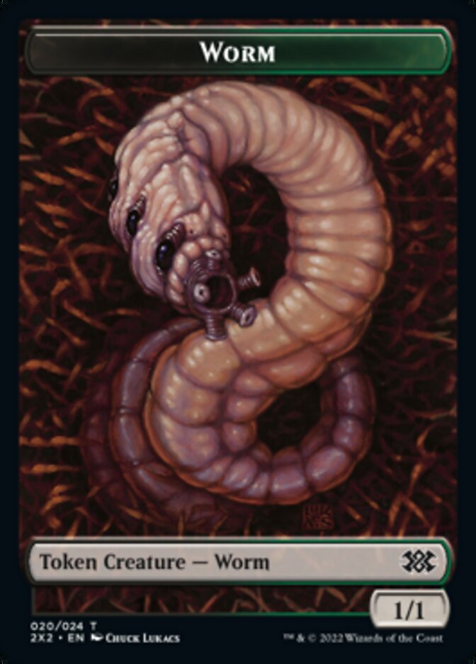 Worm // Aven Initiate Double-Sided Token [Double Masters 2022 Tokens] [Foil]