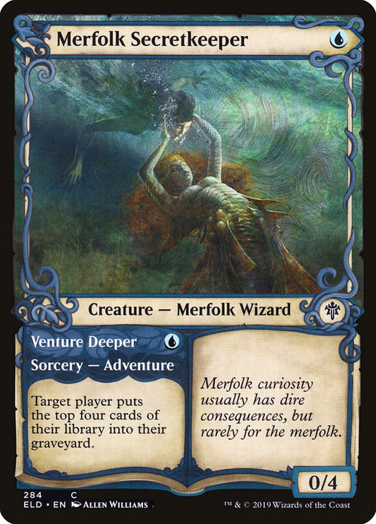 Merfolk Secretkeeper // Venture Deeper (Showcase) [Throne of Eldraine] [Foil]