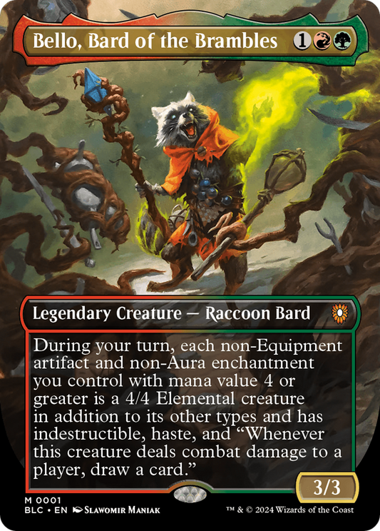 Bello, Bard of the Brambles (Borderless) [Bloomburrow Commander] [Foil]