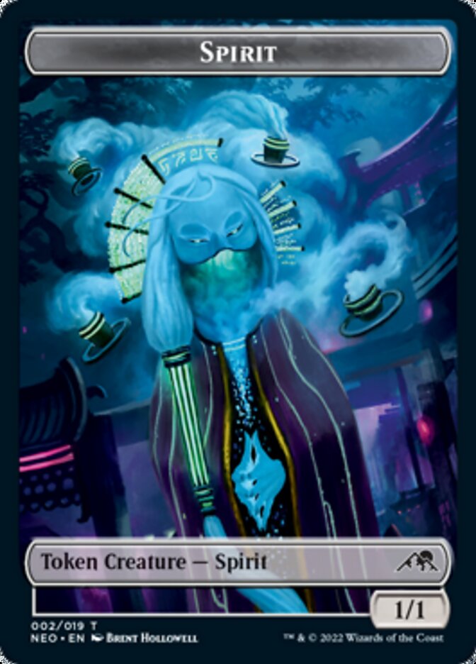 Spirit (002) // Treasure Double-Sided Token [Kamigawa: Neon Dynasty Tokens] [Foil]