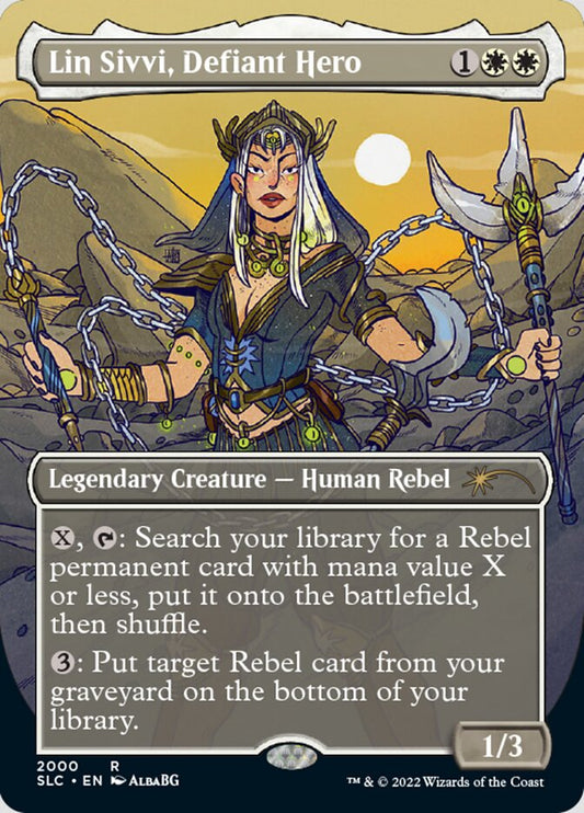 Lin Sivvi, Defiant Hero (Borderless) [Secret Lair Countdown Kit] [Foil]