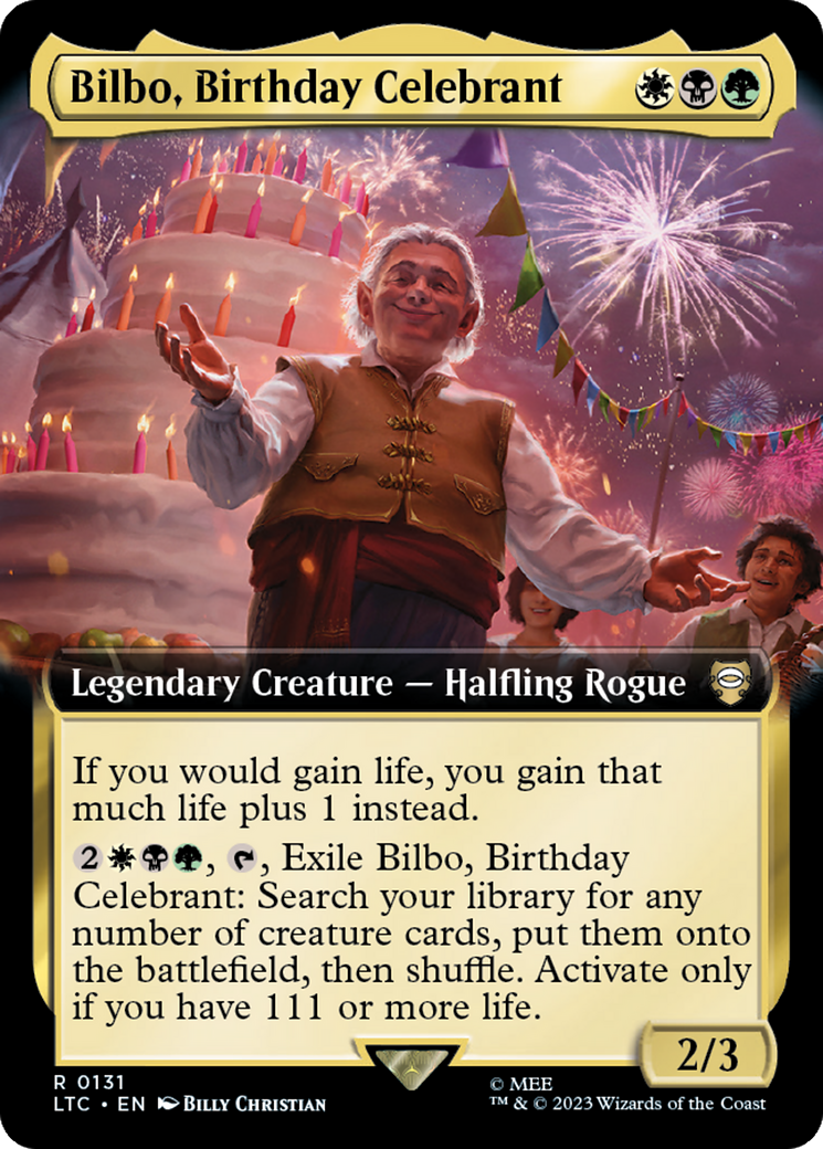 Bilbo, Birthday Celebrant (Extended Art) [The Lord of the Rings: Tales of Middle-Earth Commander] [Foil]