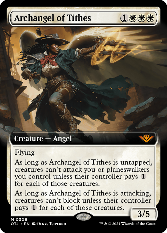 Archangel of Tithes (Extended Art) [Outlaws of Thunder Junction] [Foil]