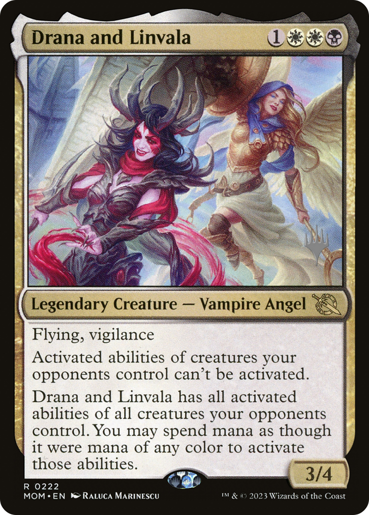 Drana and Linvala (Promo Pack) [March of the Machine Promos] [Foil]