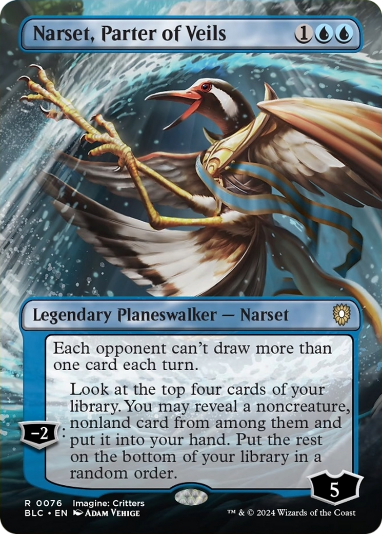 Narset, Parter of Veils (Borderless) [Bloomburrow Commander] [Foil]
