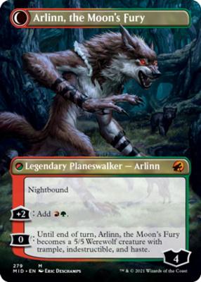 Arlinn, the Pack's Hope // Arlinn, the Moon's Fury (Borderless) [Innistrad: Midnight Hunt] [Foil]