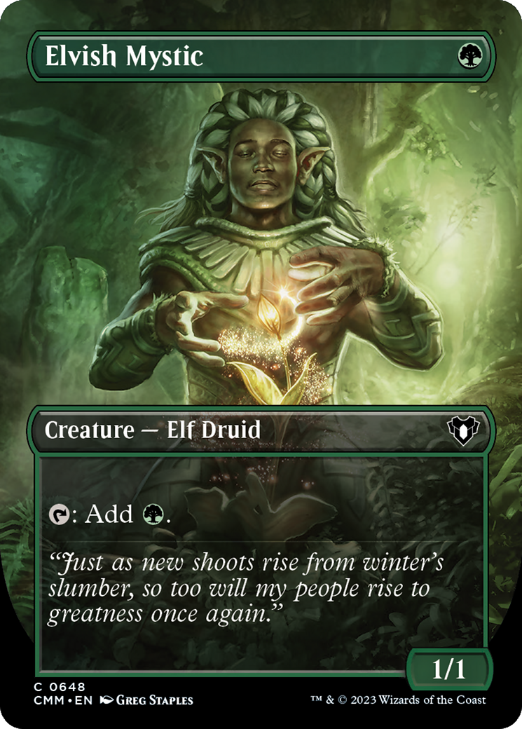 Elvish Mystic (Borderless Alternate Art) [Commander Masters] [Foil]