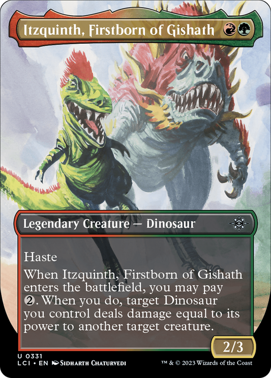 Itzquinth, Firstborn of Gishath (Borderless) [The Lost Caverns of Ixalan] [Foil]