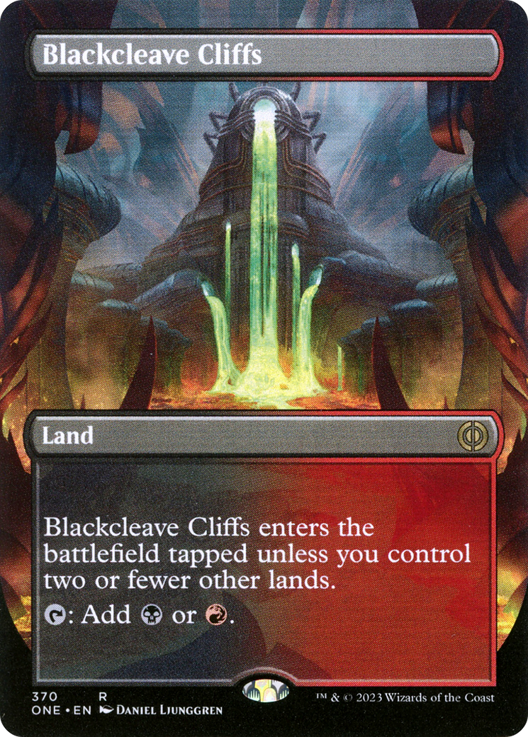 Blackcleave Cliffs (Borderless Alternate Art) [Phyrexia: All Will Be One] [Foil]