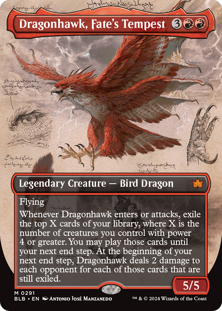 Dragonhawk, Fate's Tempest (Borderless) [Bloomburrow] [Foil]