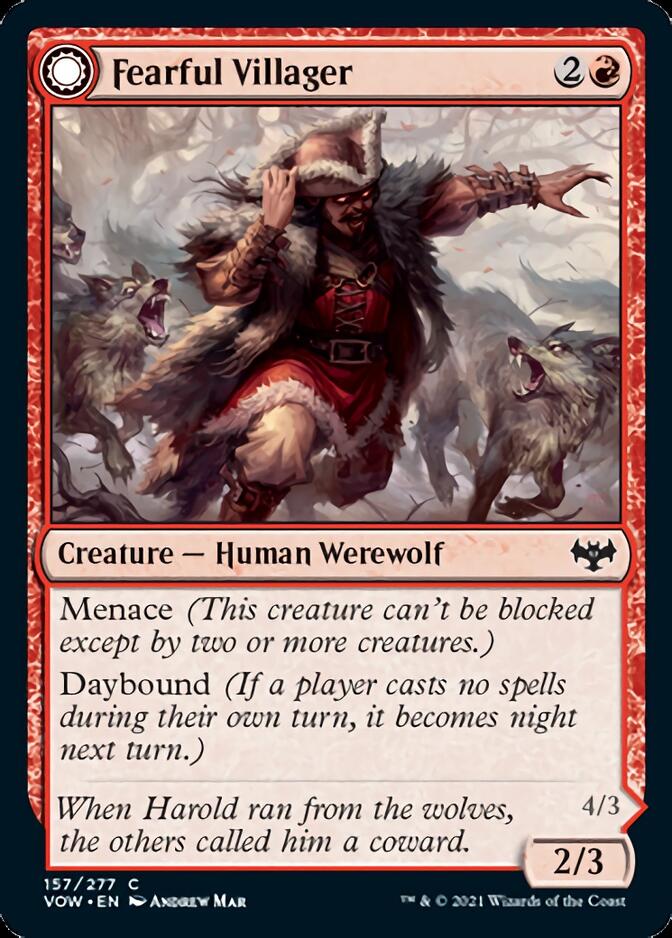 Fearful Villager // Fearsome Werewolf [Innistrad: Crimson Vow] [Foil]