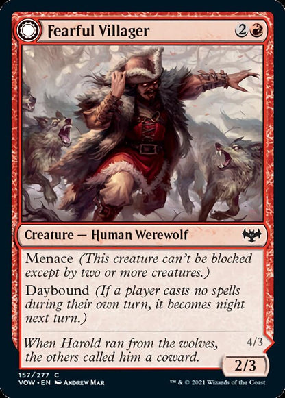 Fearful Villager // Fearsome Werewolf [Innistrad: Crimson Vow] [Foil]