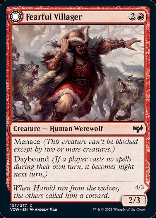 Fearful Villager // Fearsome Werewolf [Innistrad: Crimson Vow] [Foil]