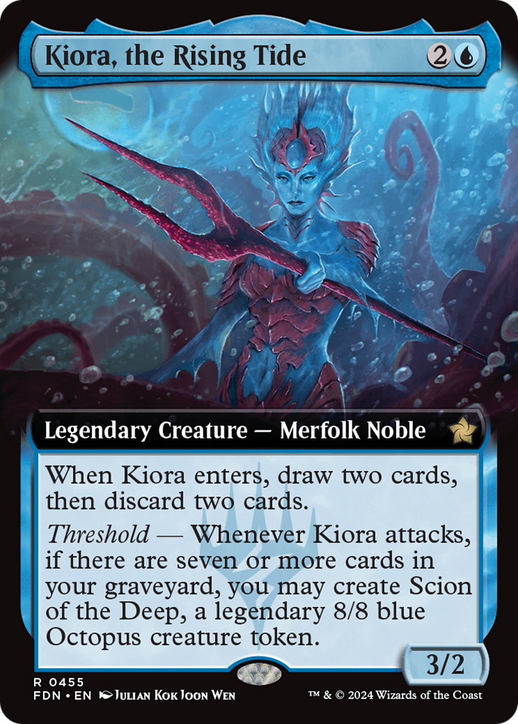 Kiora, the Rising Tide (Extended Art) [Foundations] [Foil]