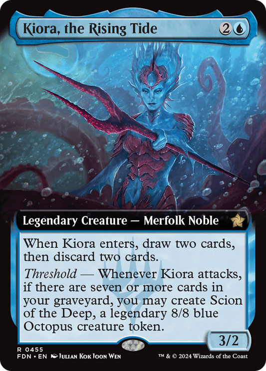 Kiora, the Rising Tide (Extended Art) [Foundations] [Foil]