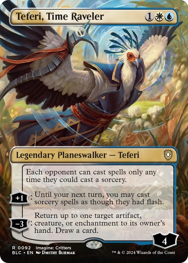 Teferi, Time Raveler (Borderless) [Bloomburrow Commander] [Foil]