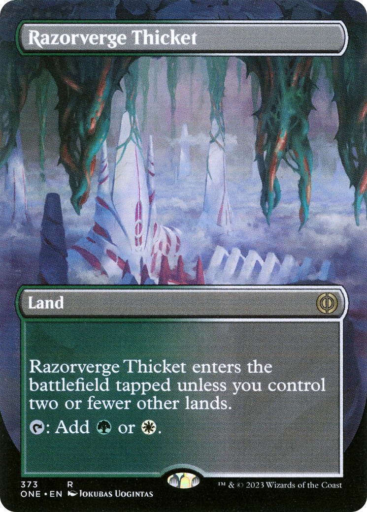 Razorverge Thicket (Borderless Alternate Art) [Phyrexia: All Will Be One] [Foil]