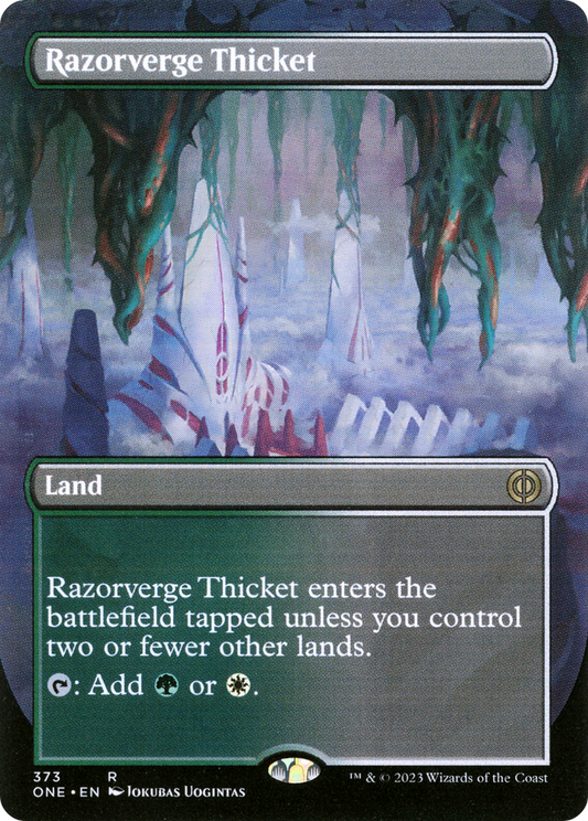 Razorverge Thicket (Borderless Alternate Art) [Phyrexia: All Will Be One] [Foil]
