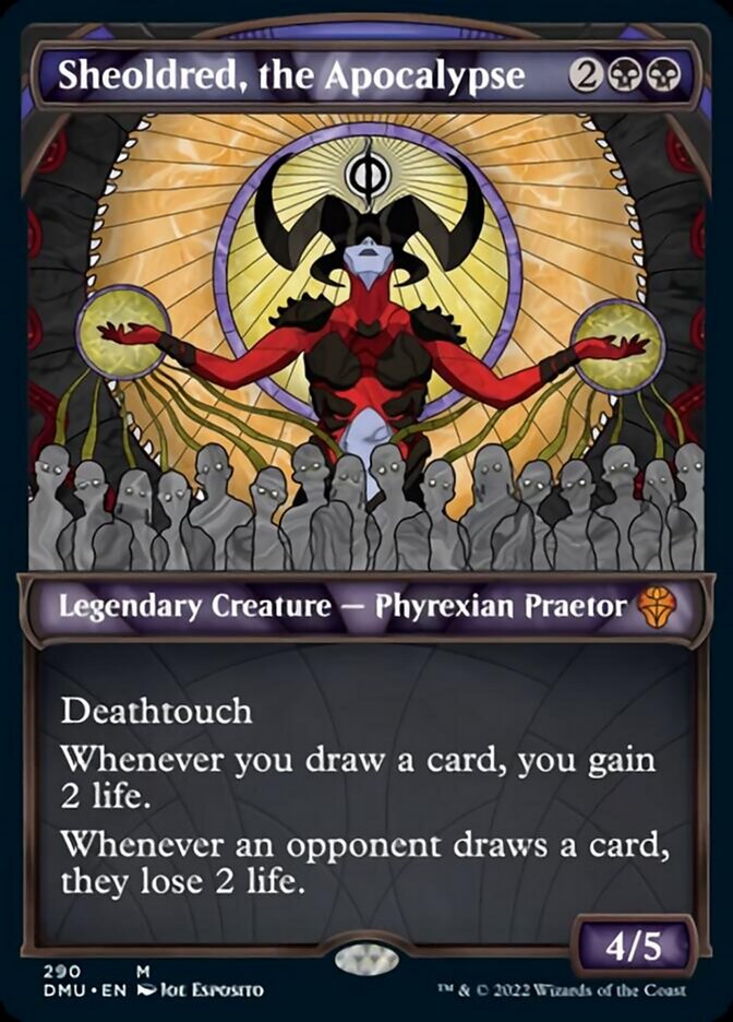 Sheoldred, the Apocalypse (Showcase) [Dominaria United] [Foil]