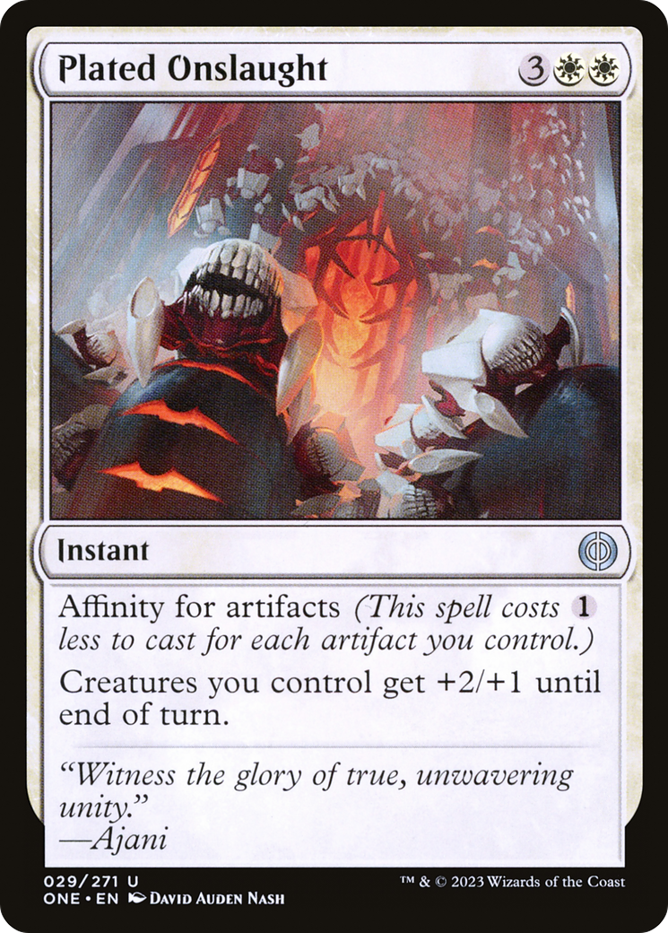 Plated Onslaught [Phyrexia: All Will Be One] [Foil]