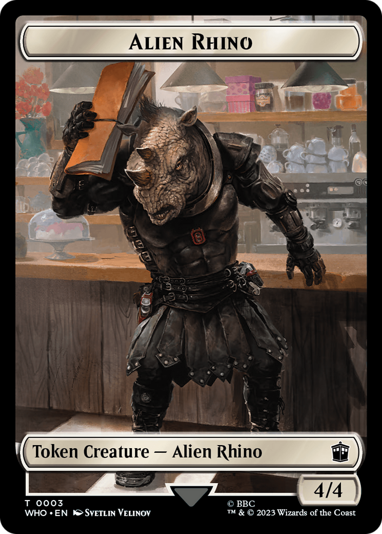 Alien Rhino // Alien Warrior Double-Sided Token [Doctor Who Tokens] [Foil]