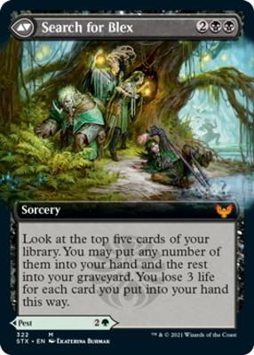 Blex, Vexing Pest // Search for Blex (Extended Art) [Strixhaven: School of Mages] [Foil]