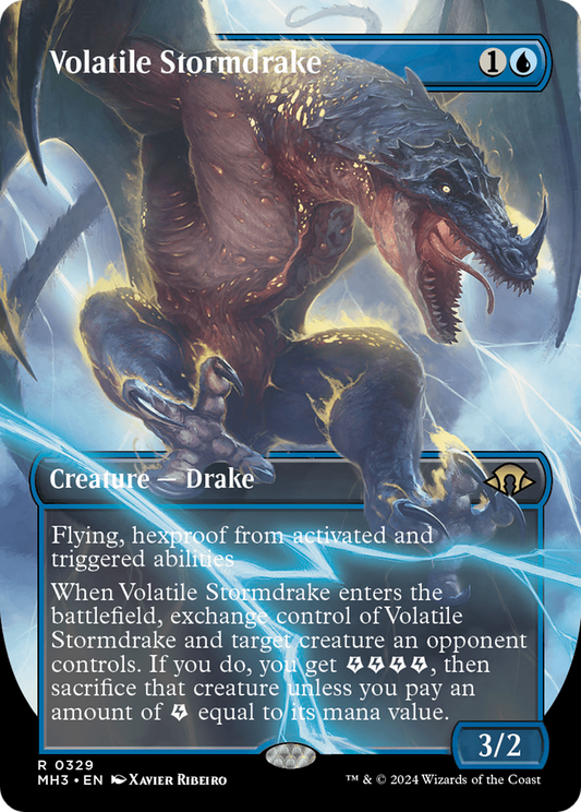 Volatile Stormdrake (Borderless) [Modern Horizons 3] [Foil]