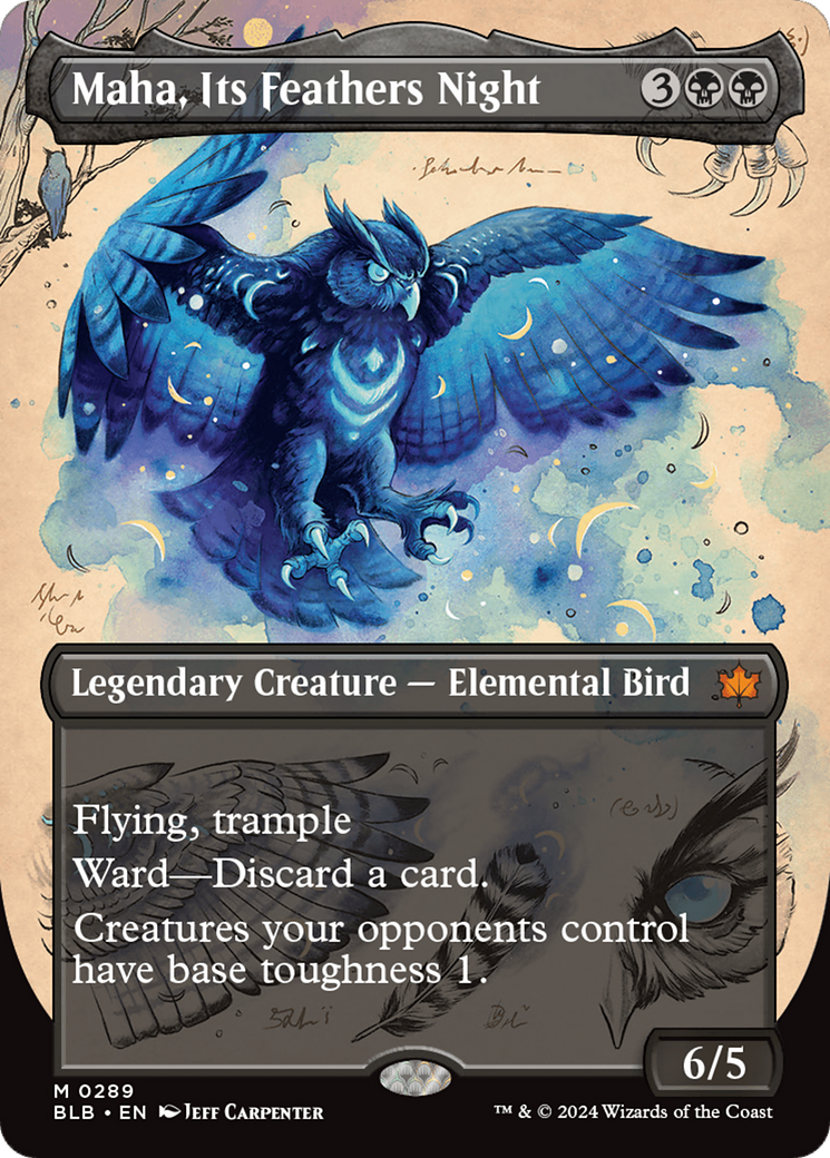Maha, Its Feather Night (Borderless) [Bloomburrow] [Foil]