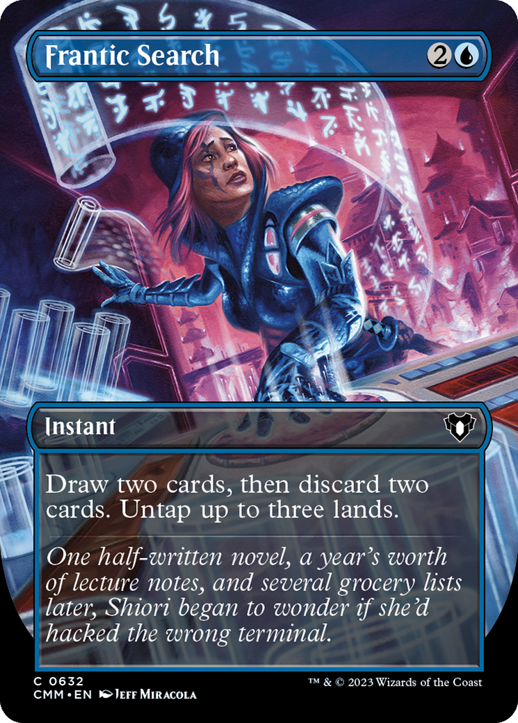 Frantic Search (Borderless Alternate Art) [Commander Masters] [Foil]