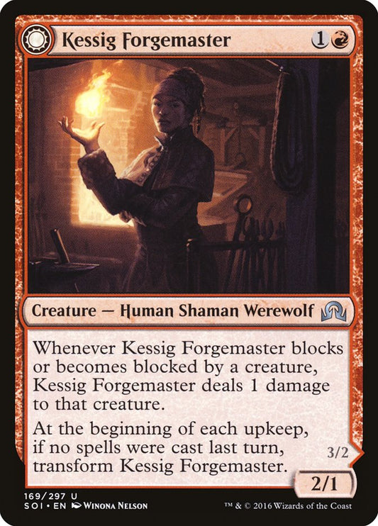 Kessig Forgemaster // Flameheart Werewolf [Shadows over Innistrad] [Foil]