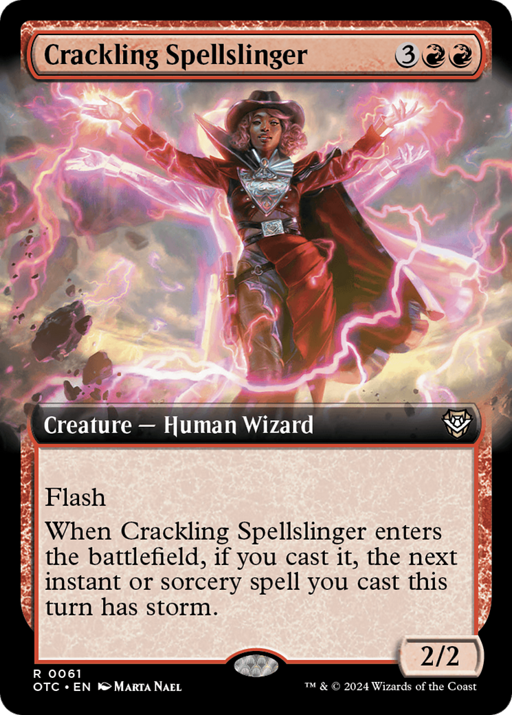 Crackling Spellslinger (Extended Art) [Outlaws of Thunder Junction Commander] [Foil]