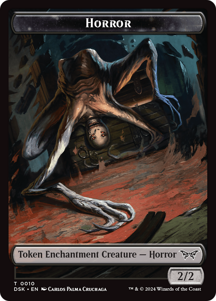 Horror // Glimmer Double-Sided Token [Duskmourn: House of Horror Tokens] [Foil]