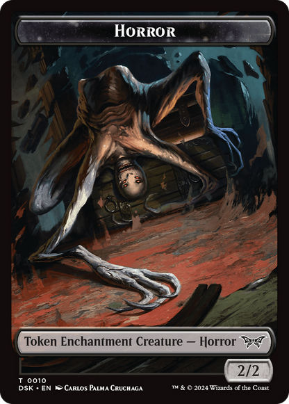 Horror // Glimmer Double-Sided Token [Duskmourn: House of Horror Tokens] [Foil]