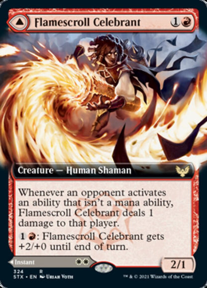 Flamescroll Celebrant // Revel in Silence (Extended Art) [Strixhaven: School of Mages] [Foil]