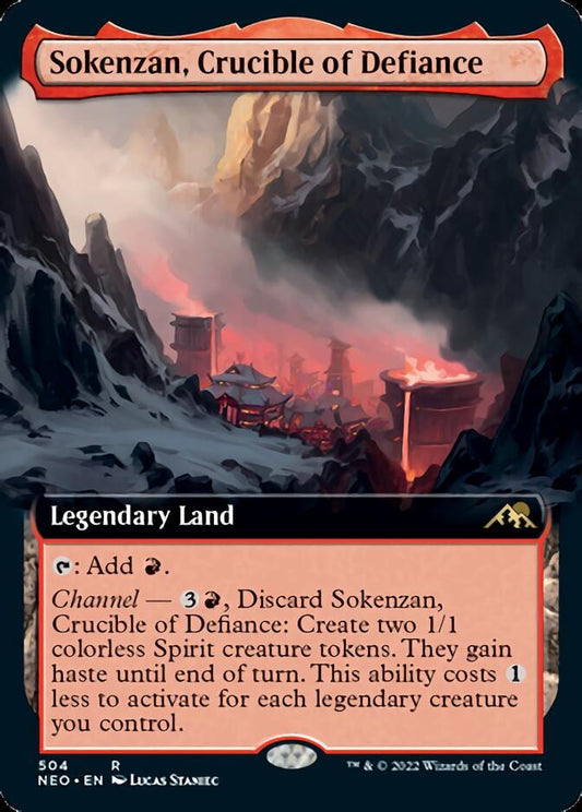 Sokenzan, Crucible of Defiance (Extended Art) [Kamigawa: Neon Dynasty] [Foil]