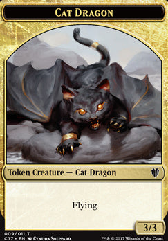 Gold // Cat Dragon Double-Sided Token [Commander 2017 Tokens]
